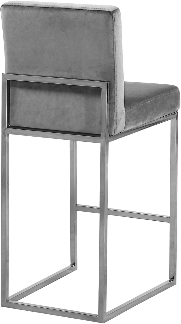 Giselle Velvet / Engineered Wood / Metal / Foam Contemporary Grey Velvet Stool - 16" W x 19" D x 37.5" H
