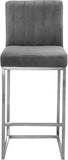 Giselle Velvet / Engineered Wood / Metal / Foam Contemporary Grey Velvet Stool - 16" W x 19" D x 37.5" H