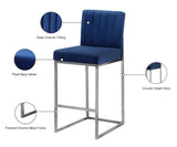 Giselle Velvet / Engineered Wood / Metal / Foam Contemporary Navy Velvet Stool - 16" W x 19" D x 37.5" H