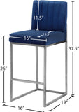 Giselle Velvet / Engineered Wood / Metal / Foam Contemporary Navy Velvet Stool - 16" W x 19" D x 37.5" H