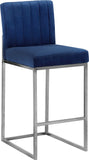 Giselle Velvet / Engineered Wood / Metal / Foam Contemporary Navy Velvet Stool - 16" W x 19" D x 37.5" H