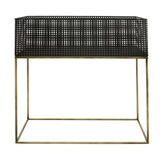 Sagebrook Home Contemporary Metal, Set of 2 -  20/24" Square Planters, Black/gold 16426 Black Metal