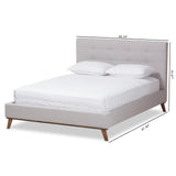 Baxton Studio Valencia Mid-Century Modern Greyish Beige Fabric King Size Platform Bed