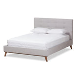 Valencia Mid-Century Modern Fabric Queen Size Platform Bed