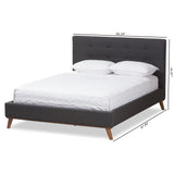 Baxton Studio Valencia Mid-Century Modern Dark Grey Fabric Queen Size Platform Bed