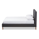 Baxton Studio Valencia Mid-Century Modern Dark Grey Fabric King Size Platform Bed