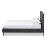 Baxton Studio Valencia Mid-Century Modern Dark Grey Fabric Queen Size Platform Bed