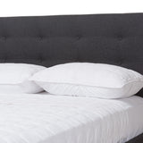 Valencia Mid-Century Modern Dark Grey Fabric Upholstered King Size 2-Piece Bedroom Set