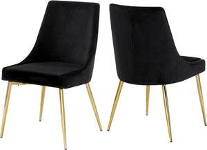 Karina Velvet / Engineered Wood / Metal / Foam Contemporary Black Velvet Dining Chair - 19.5" W x 21.5" D x 33.5" H