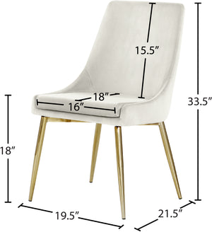 Karina Velvet / Engineered Wood / Metal / Foam Contemporary Cream Velvet Dining Chair - 19.5" W x 21.5" D x 33.5" H