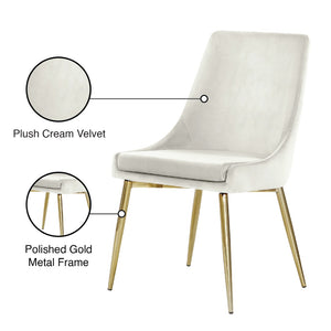 Karina Velvet / Engineered Wood / Metal / Foam Contemporary Cream Velvet Dining Chair - 19.5" W x 21.5" D x 33.5" H