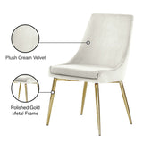 Karina Velvet / Engineered Wood / Metal / Foam Contemporary Cream Velvet Dining Chair - 19.5" W x 21.5" D x 33.5" H