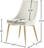 Karina Velvet / Engineered Wood / Metal / Foam Contemporary Cream Velvet Dining Chair - 19.5" W x 21.5" D x 33.5" H