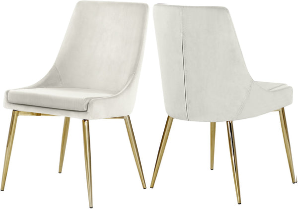 Karina Velvet / Engineered Wood / Metal / Foam Contemporary Cream Velvet Dining Chair - 19.5" W x 21.5" D x 33.5" H