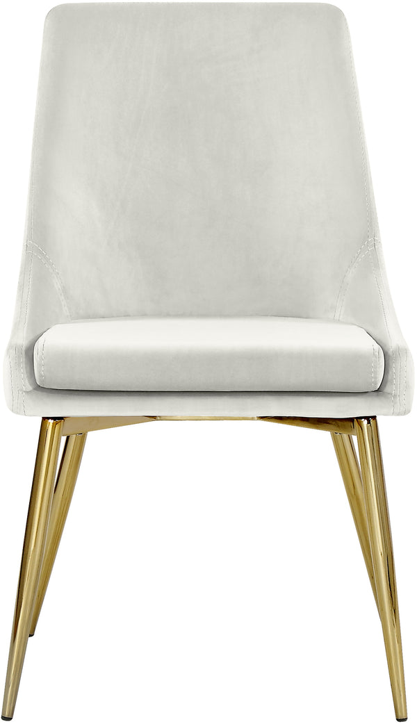 Karina Velvet / Engineered Wood / Metal / Foam Contemporary Cream Velvet Dining Chair - 19.5" W x 21.5" D x 33.5" H