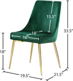 Karina Velvet / Engineered Wood / Metal / Foam Contemporary Green Velvet Dining Chair - 19.5" W x 21.5" D x 33.5" H