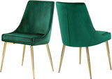 Karina Velvet / Engineered Wood / Metal / Foam Contemporary Green Velvet Dining Chair - 19.5" W x 21.5" D x 33.5" H