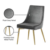 Karina Velvet / Engineered Wood / Metal / Foam Contemporary Grey Velvet Dining Chair - 19.5" W x 21.5" D x 33.5" H