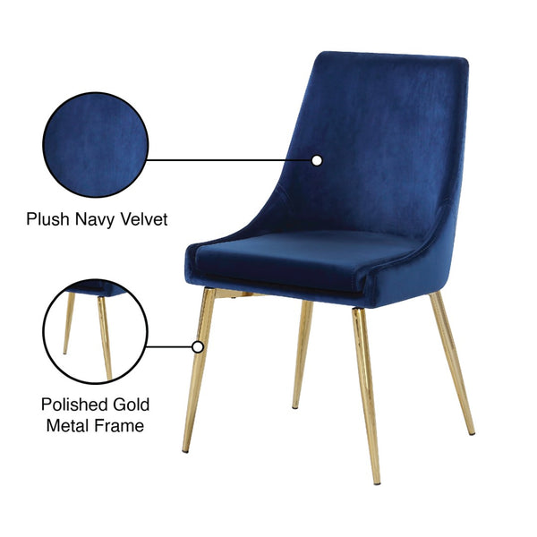 Karina Velvet / Engineered Wood / Metal / Foam Contemporary Navy Velvet Dining Chair - 19.5" W x 21.5" D x 33.5" H