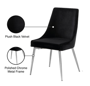 Karina Velvet / Engineered Wood / Metal / Foam Contemporary Black Velvet Dining Chair - 19.5" W x 21.5" D x 33.5" H
