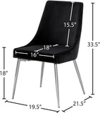 Karina Velvet / Engineered Wood / Metal / Foam Contemporary Black Velvet Dining Chair - 19.5" W x 21.5" D x 33.5" H