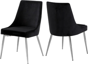 Karina Velvet / Engineered Wood / Metal / Foam Contemporary Black Velvet Dining Chair - 19.5" W x 21.5" D x 33.5" H