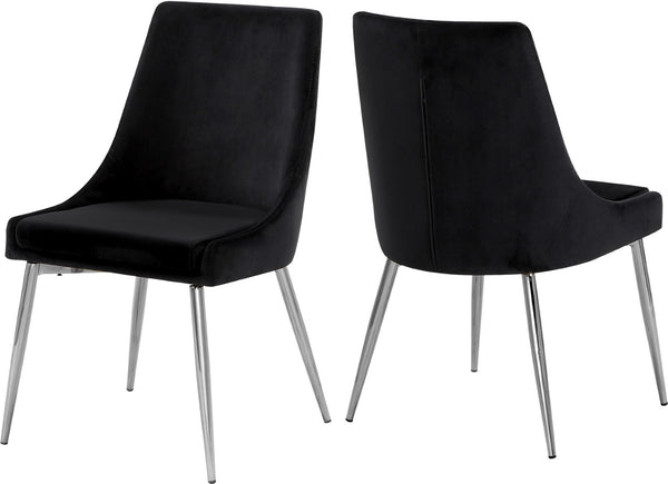 Karina Velvet / Engineered Wood / Metal / Foam Contemporary Black Velvet Dining Chair - 19.5" W x 21.5" D x 33.5" H