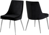 Karina Velvet / Engineered Wood / Metal / Foam Contemporary Black Velvet Dining Chair - 19.5" W x 21.5" D x 33.5" H