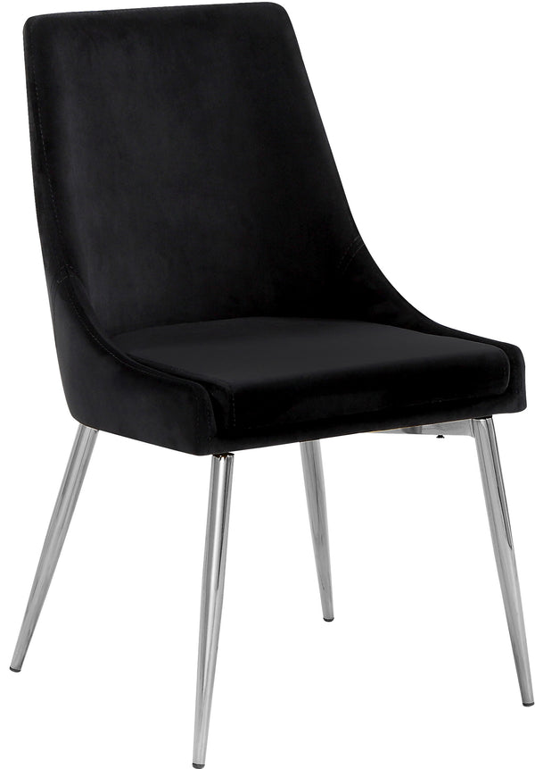 Karina Velvet / Engineered Wood / Metal / Foam Contemporary Black Velvet Dining Chair - 19.5" W x 21.5" D x 33.5" H