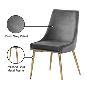 Karina Velvet / Engineered Wood / Metal / Foam Contemporary Grey Velvet Dining Chair - 19.5" W x 21.5" D x 33.5" H