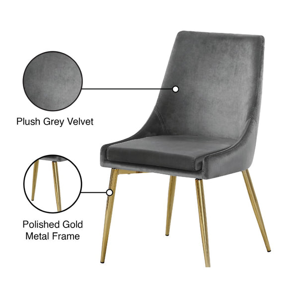Karina Velvet / Engineered Wood / Metal / Foam Contemporary Grey Velvet Dining Chair - 19.5" W x 21.5" D x 33.5" H
