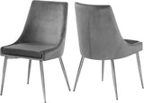 Karina Velvet / Engineered Wood / Metal / Foam Contemporary Grey Velvet Dining Chair - 19.5" W x 21.5" D x 33.5" H