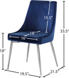 Karina Velvet / Engineered Wood / Metal / Foam Contemporary Navy Velvet Dining Chair - 19.5" W x 21.5" D x 33.5" H