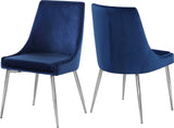 Karina Velvet / Engineered Wood / Metal / Foam Contemporary Navy Velvet Dining Chair - 19.5" W x 21.5" D x 33.5" H