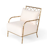 Divani Casa Ignacio - Glam White Velvet & Gold Accent Chair