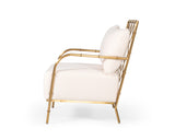 VIG Furniture Divani Casa Ignacio - Glam White Velvet & Gold Accent Chair VGMFOC-2211-WHT-CH