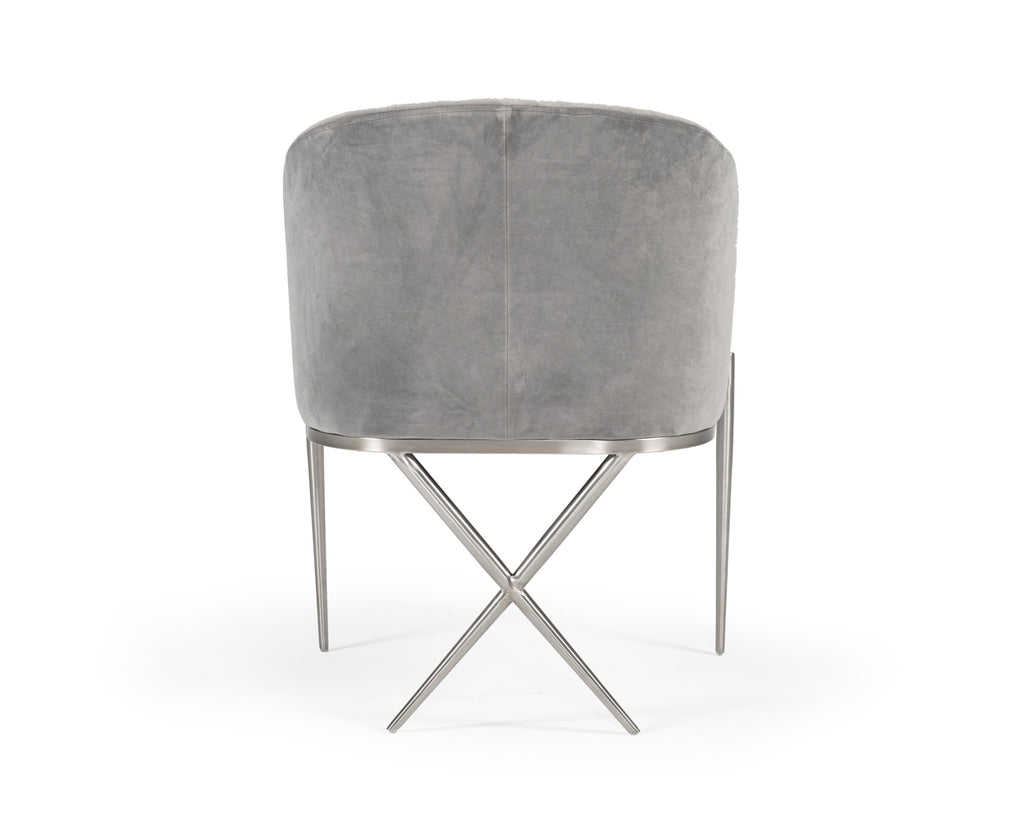 VIG Furniture Modrest Mancos - Modern Grey Velvet Accent Chair VGMFOC-296-GRY-CH