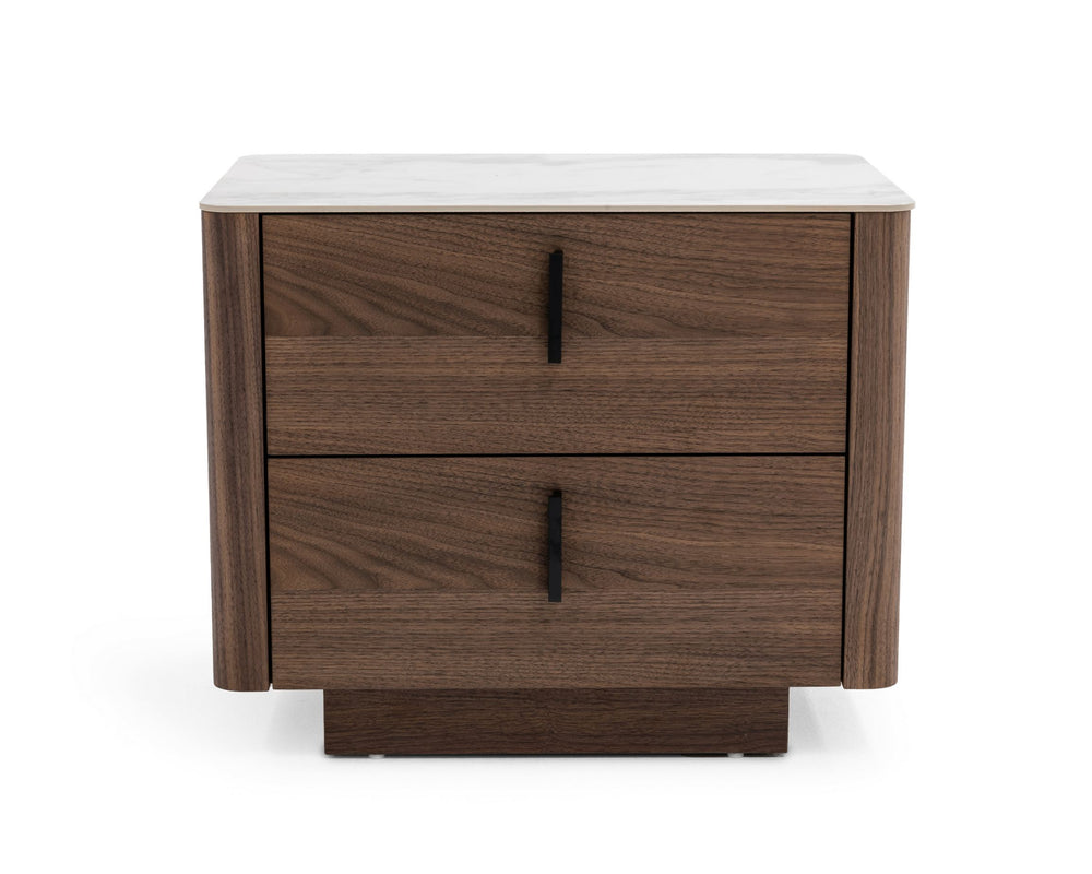VIG Furniture Modrest Chelton - Contemporary White Ceramic & Walnut Nightstand VGHB351U-WAL-NS