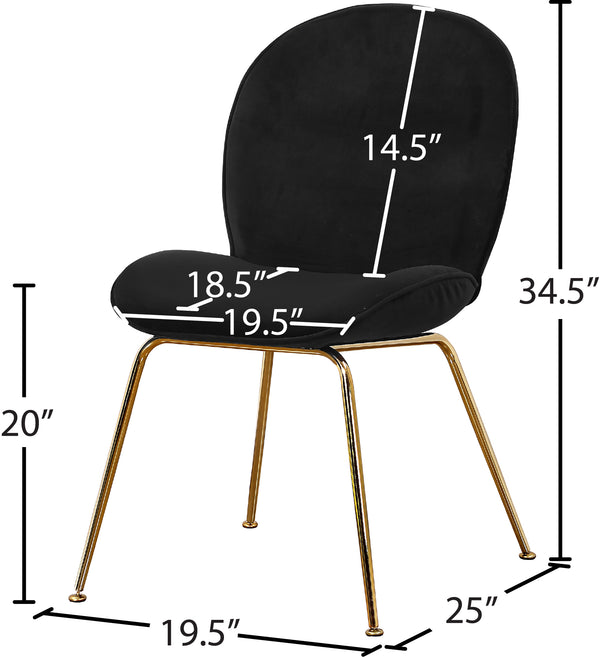 Paris Velvet / Engineered Wood / Metal / Foam Contemporary Black Velvet Dining Chair - 19.5" W x 25" D x 34.5" H