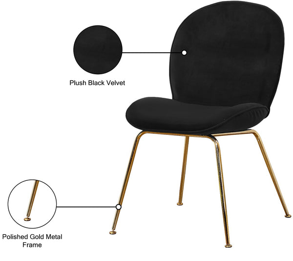 Paris Velvet / Engineered Wood / Metal / Foam Contemporary Black Velvet Dining Chair - 19.5" W x 25" D x 34.5" H