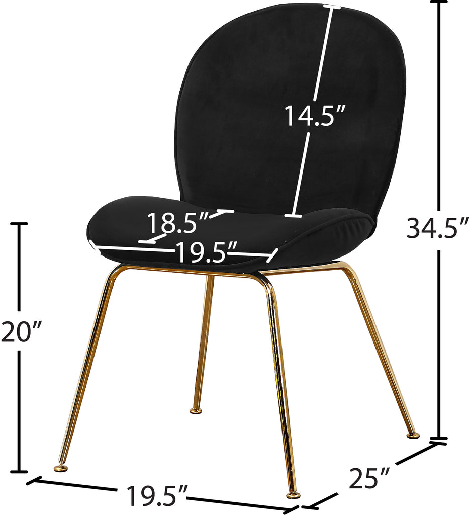 Paris Velvet / Engineered Wood / Metal / Foam Contemporary Black Velvet Dining Chair - 19.5" W x 25" D x 34.5" H