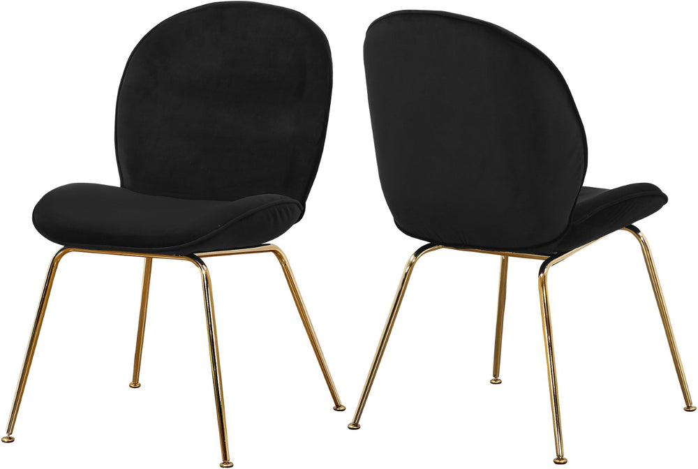 Paris Velvet / Engineered Wood / Metal / Foam Contemporary Black Velvet Dining Chair - 19.5" W x 25" D x 34.5" H