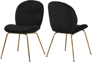 Paris Velvet / Engineered Wood / Metal / Foam Contemporary Black Velvet Dining Chair - 19.5" W x 25" D x 34.5" H