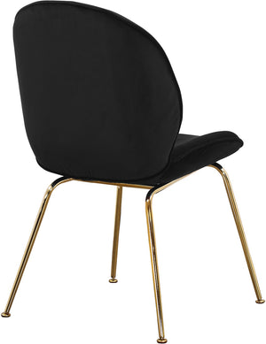 Paris Velvet / Engineered Wood / Metal / Foam Contemporary Black Velvet Dining Chair - 19.5" W x 25" D x 34.5" H