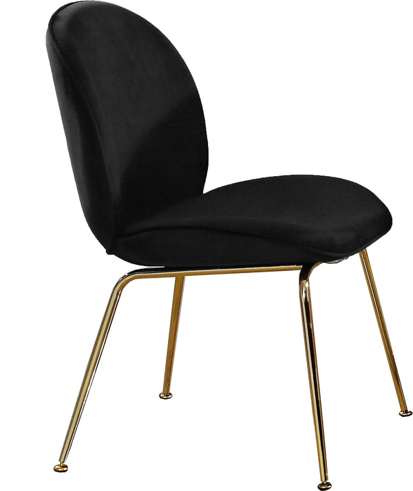 Paris Velvet / Engineered Wood / Metal / Foam Contemporary Black Velvet Dining Chair - 19.5" W x 25" D x 34.5" H