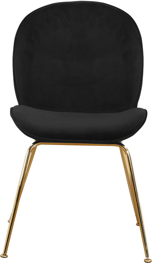 Paris Velvet / Engineered Wood / Metal / Foam Contemporary Black Velvet Dining Chair - 19.5" W x 25" D x 34.5" H