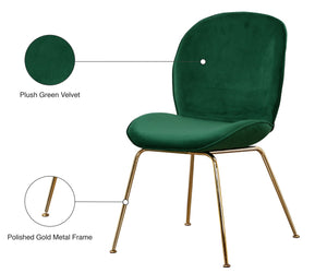 Paris Velvet / Engineered Wood / Metal / Foam Contemporary Green Velvet Dining Chair - 19.5" W x 25" D x 34.5" H