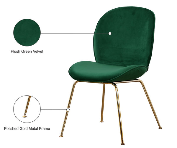 Paris Velvet / Engineered Wood / Metal / Foam Contemporary Green Velvet Dining Chair - 19.5" W x 25" D x 34.5" H