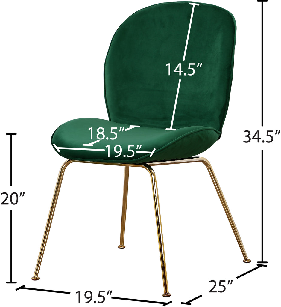 Paris Velvet / Engineered Wood / Metal / Foam Contemporary Green Velvet Dining Chair - 19.5" W x 25" D x 34.5" H