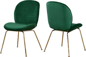 Paris Velvet / Engineered Wood / Metal / Foam Contemporary Green Velvet Dining Chair - 19.5" W x 25" D x 34.5" H